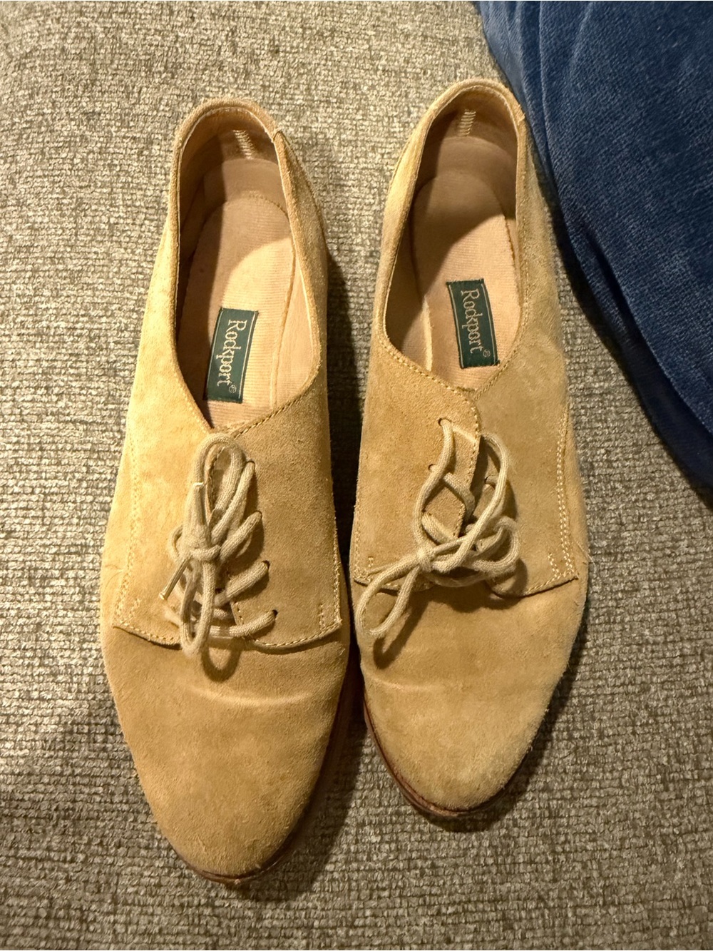 Rockport Men's Tan Suede Derby Lace-Up Shoes